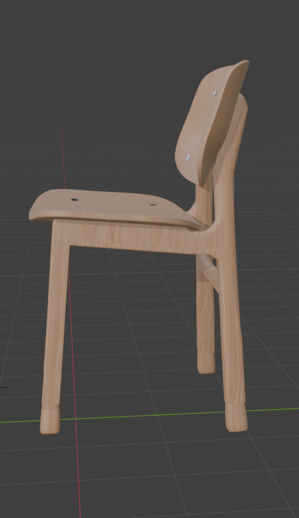 Work in progress render of stylized chair - frame 2